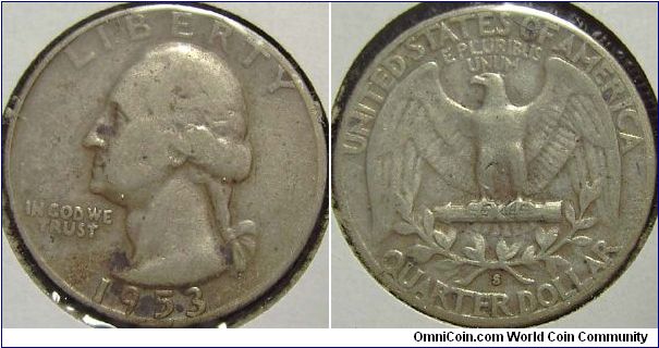 1953S Washington, Quarter Dollar