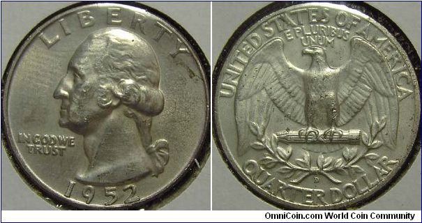 1952D Washington, Quarter Dollar
