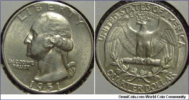 1951D Washington, Quarter Dollar