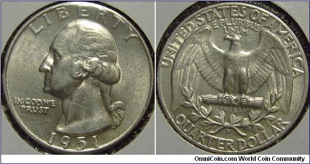 1951D Washington, Quarter Dollar