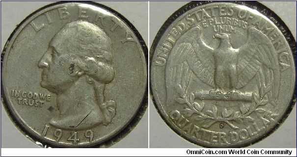 1949D Washington, Quarter Dollar