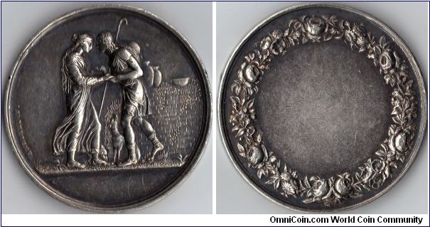french 19th century silver marriage token by Andrieu.