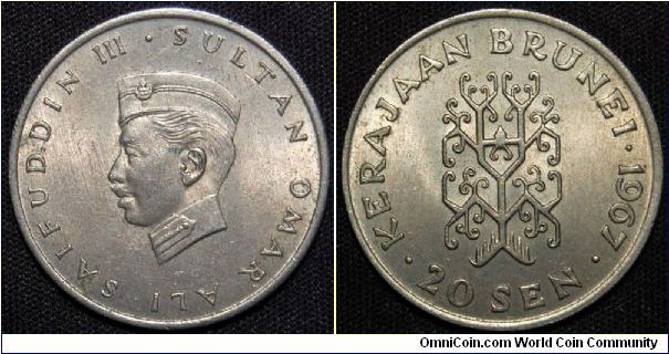 Sultanate, 20 cents 1967. Copper-lead Alloy. Mintage: 2,130,000. XF.