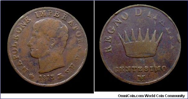 Napoleonic kingdom of Italy - 1 Cent. -Milan mint - Copper