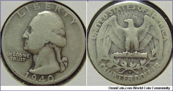 1940D Washington, Quarter Dollar