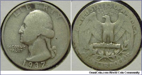 1937S Washington, Quarter Dollar