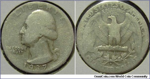 1937D Washington, Quarter Dollar