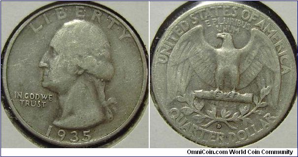 1935D Washington, Quarter Dollar