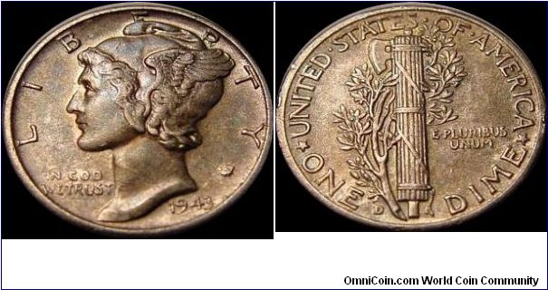 1943-D Mercury Dime
Metal Detector find