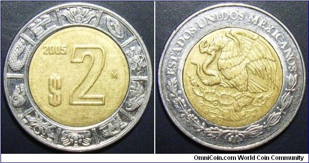 Mexico 2005 2 peso. Special thanks to RickieB!