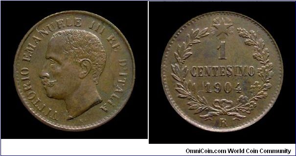 Kingdom of Italy - Victor Emmanuel III - 1 cent. Value - Copper