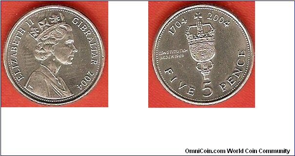 5 pence
Royal Scepter
(Constitution Order 1969)
Tercentenary of British Rule
Elizabeth II
copper-nickel