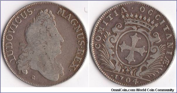 silver jeton issued in 1704 for Languedoc