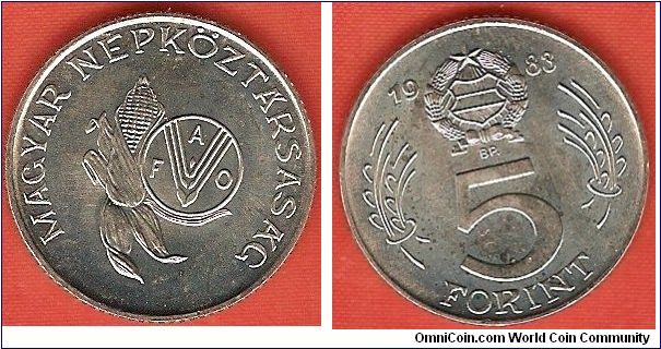 Peoples Republic
5 forint
F.A.O. issue
nickel
mintage 50,000