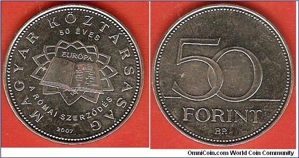 50 forint
50th anniversary of Treaty of Rome
copper-nickel