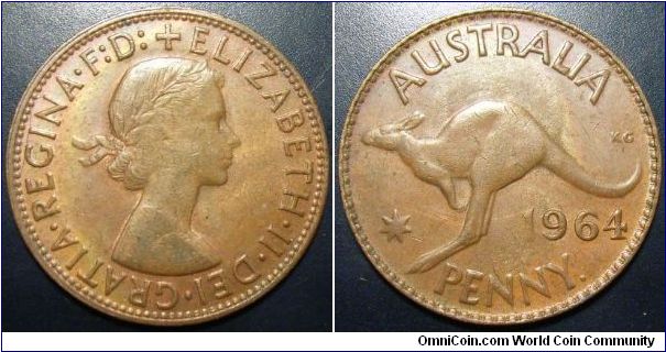 Australia 1964 1 penny. Some nice toning.