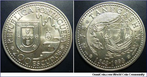 Portugal 1993 200 escudos, commemorating the Portuguese arrival at Tanegashima in 1543. Special thanks to Jose!