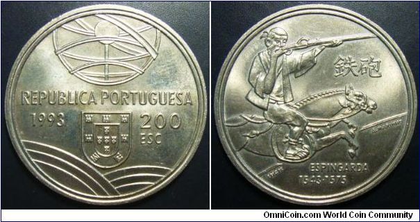 Portugal 1993 200 escudos, commemorating the first shotgun in Japan. Special thanks to Jose!