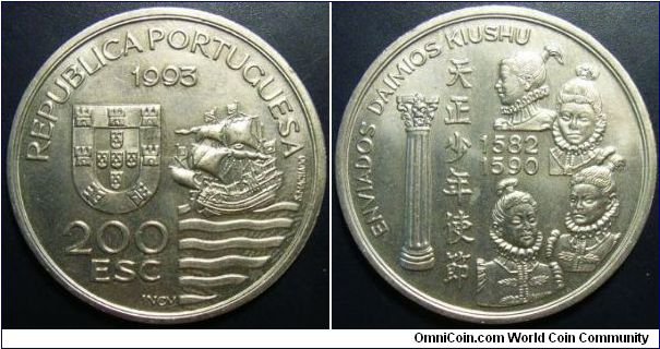 Portugal 1993 200 escudos, commemorating the Kyushu Daimyos. Special thanks to Jose!