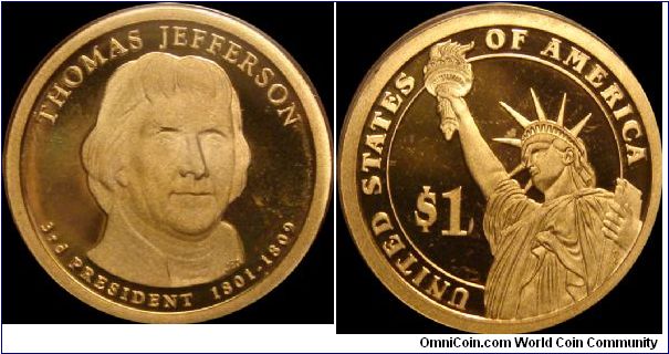 2007-S Proof Jefferson Presidential Dollar