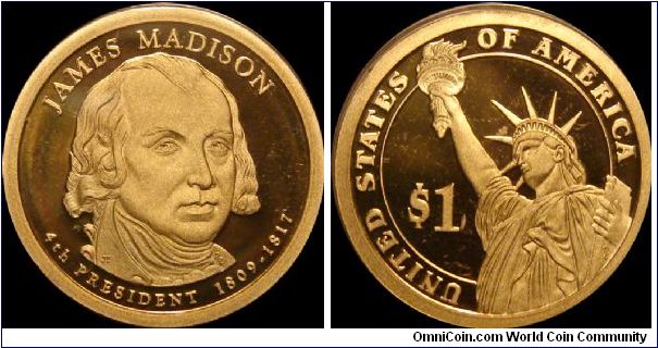 2007-S Proof Madison Presidential Dollar