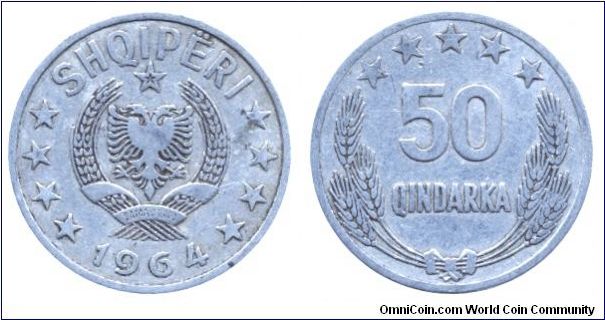Albania, 50 qindarka, 1964, Al.                                                                                                                                                                                                                                                                                                                                                                                                                                                                                     