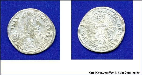 1 creuzer.
Duchy of Brandenburg-Ansbach.
Wilhelm Friedrich (1703-1723).


Ag.