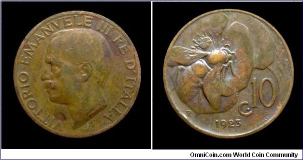 Kingdom of Italy - Victor Emmanuel III - 10 Cent. Bee - Copper