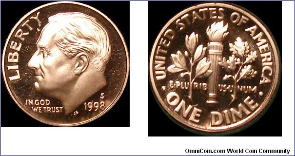 1998-S Proof Roosevelt Dime