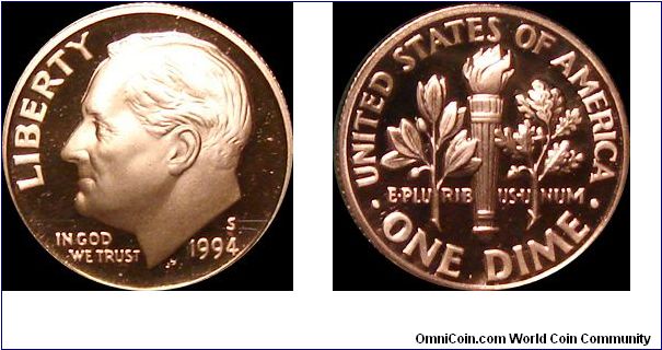 1994-S Proof Roosevelt Dime