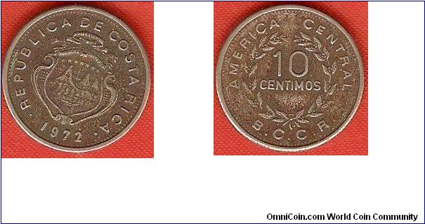 10 centimos
America Central
Banco Central de Costa Rica (B.C.C.R.)
copper-nickel