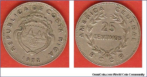 25 centimos
America Central
Banco Central de Costa Rica (B.C.C.R.)
large ships
copper-nickel