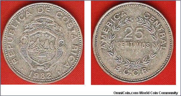 25 centimos
America Central
Banco Central de Costa Rica (B.C.C.R.)
aluminum