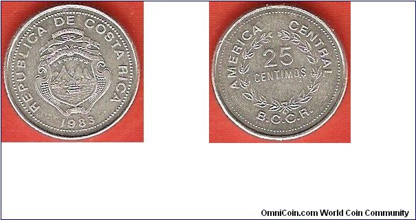 25 centimos
America Central
Banco Central de Costa Rica (B.C.C.R.)
small size
aluminum