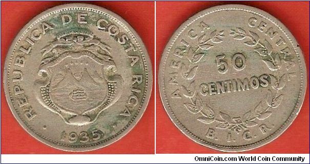 50 centimos
America Central
Banco Internacional de Costa Rica (B.I.C.R.)
Philadelphia Mint
copper-nickel