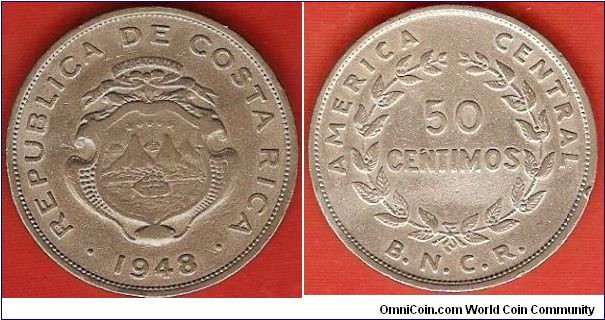 50 centimos
America Central
Banco Nacional de Costa Rica (B.N.C.R.)
London Mint
copper-nickel