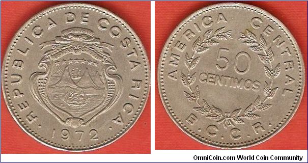 50 centimos
America Central
Banco Central de Costa Rica (B.C.C.R.)
copper-nickel
