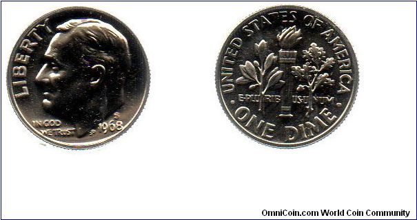 1968 S Dime