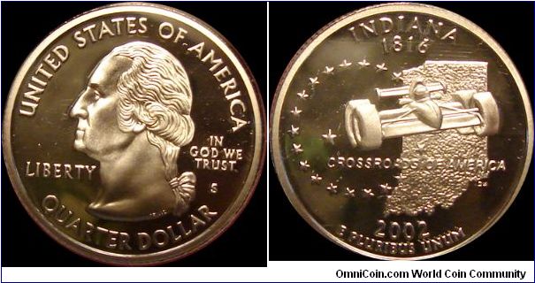 2002-S Proof Indiana State Quarter