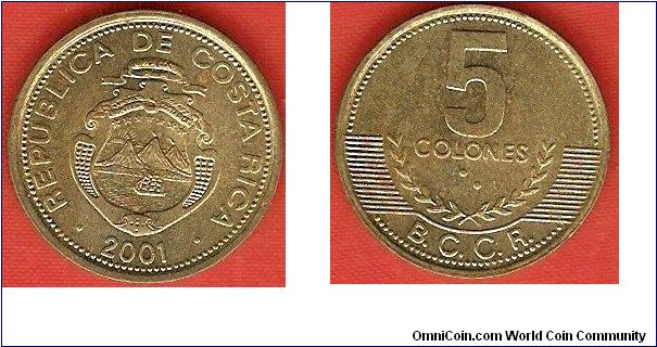 5 colones
Banco Central de Costa Rica (B.C.C.R.)
brass