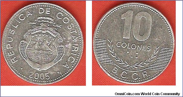 10 colones
Banco Central de Costa Rica (B.C.C.R.)
aluminum