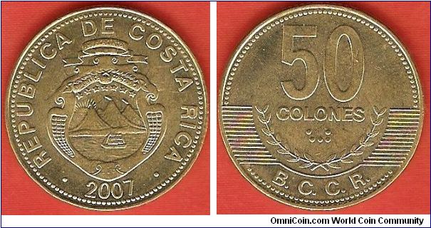 50 colones
Banco Central de Costa Rica (B.C.C.R.)
brass-plated steel