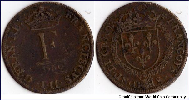 1560 dated copper jeton of Francis II of France (first husband of Mary Queen of Scots)