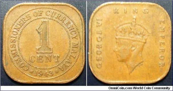 Malaya 1943 1 cent. Nice coin.
