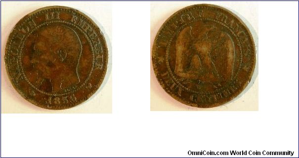 2 centimes
Napoleon III
'W' mint