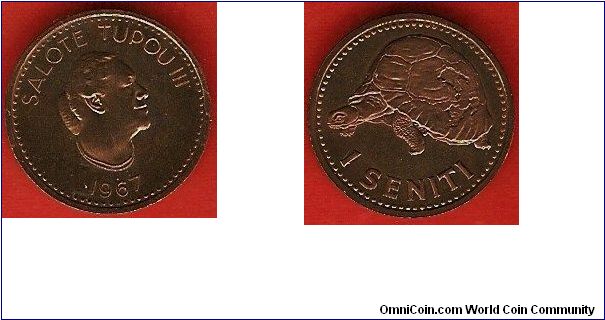 1 seniti
Queen Salote Tupou III, posthumous issue
bronze proof