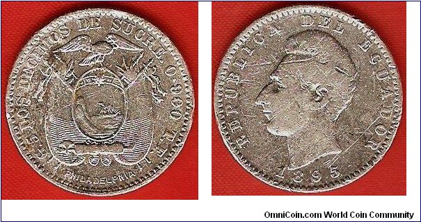 2 decimos de sucre
0.900 silver
struck at the Philadelphia Mint