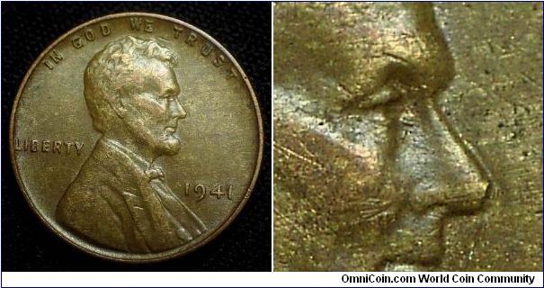 1941 Lincoln Cent, Doubled Eye Lid