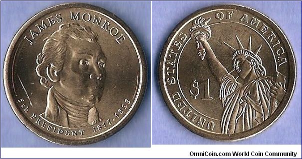 Denominacion: 1 Dollar. James Monroe. 5th Presidente