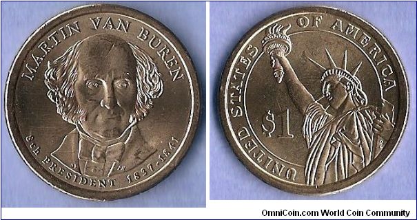 Denominacion: 1 Dollar. Martin Van Buren. 8vo. Presidente.